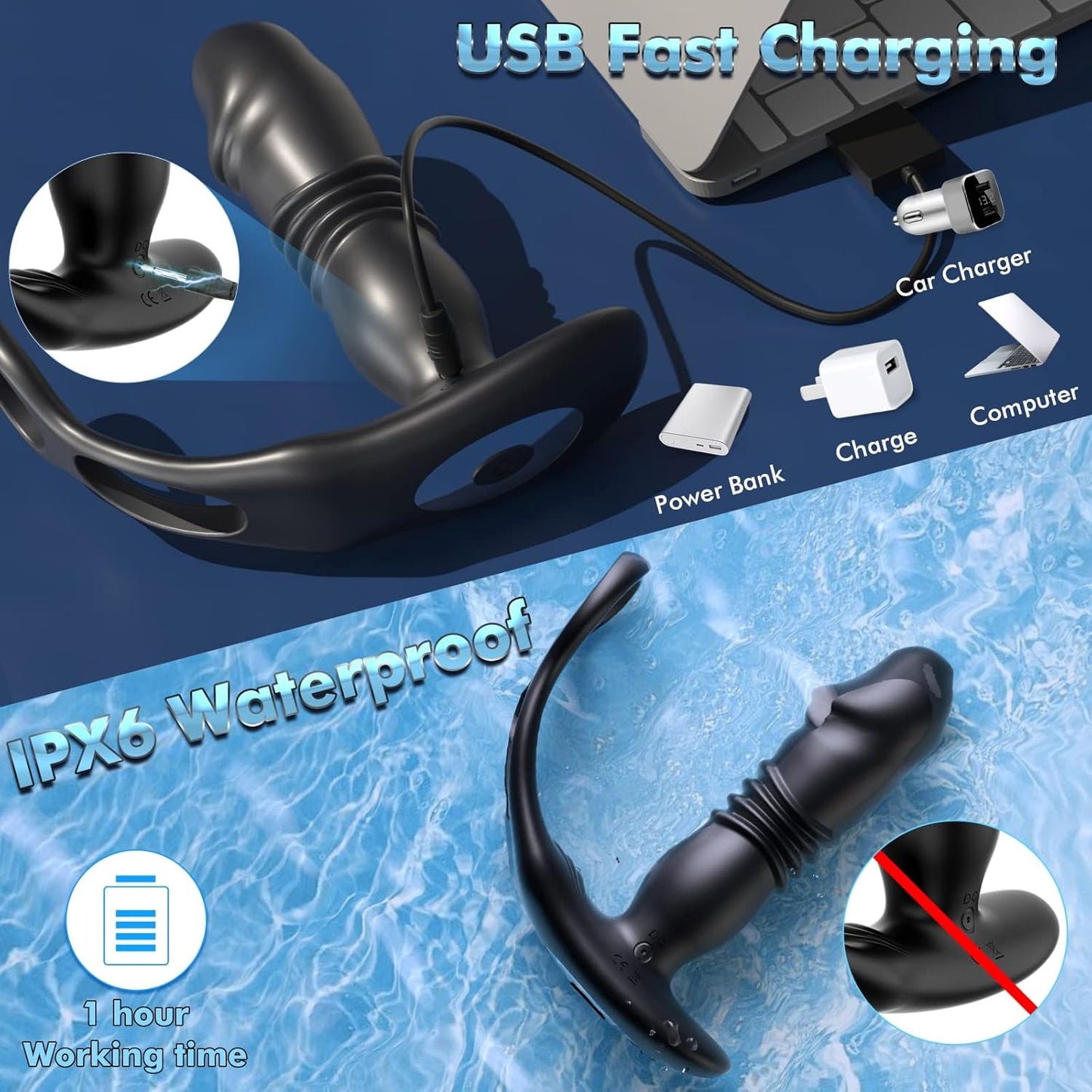 TriadSurge Thrusting Prostate Massager Dual Cock Ring - Vixen | Nova Network