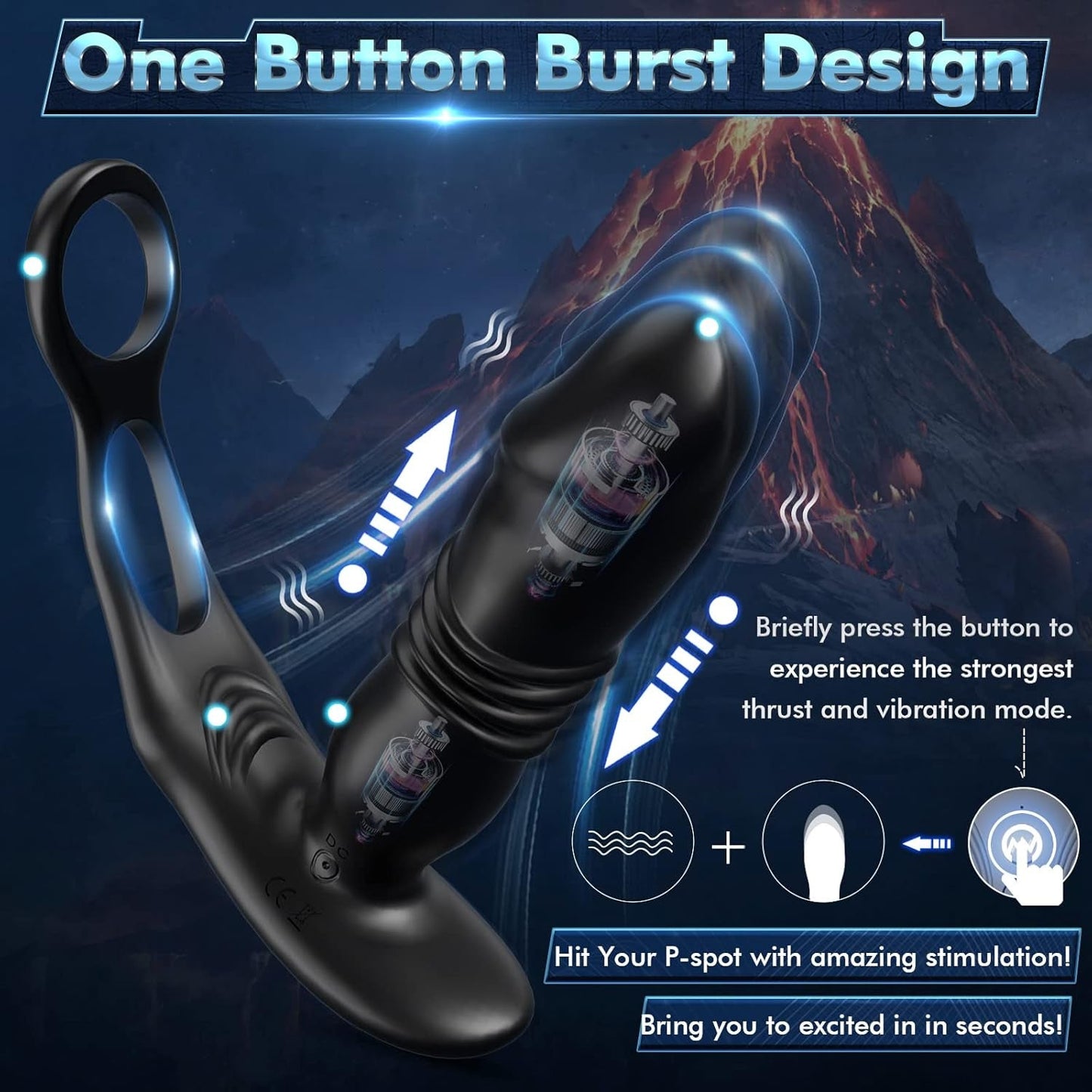 TriadSurge Thrusting Prostate Massager Dual Cock Ring - Vixen | Nova Network