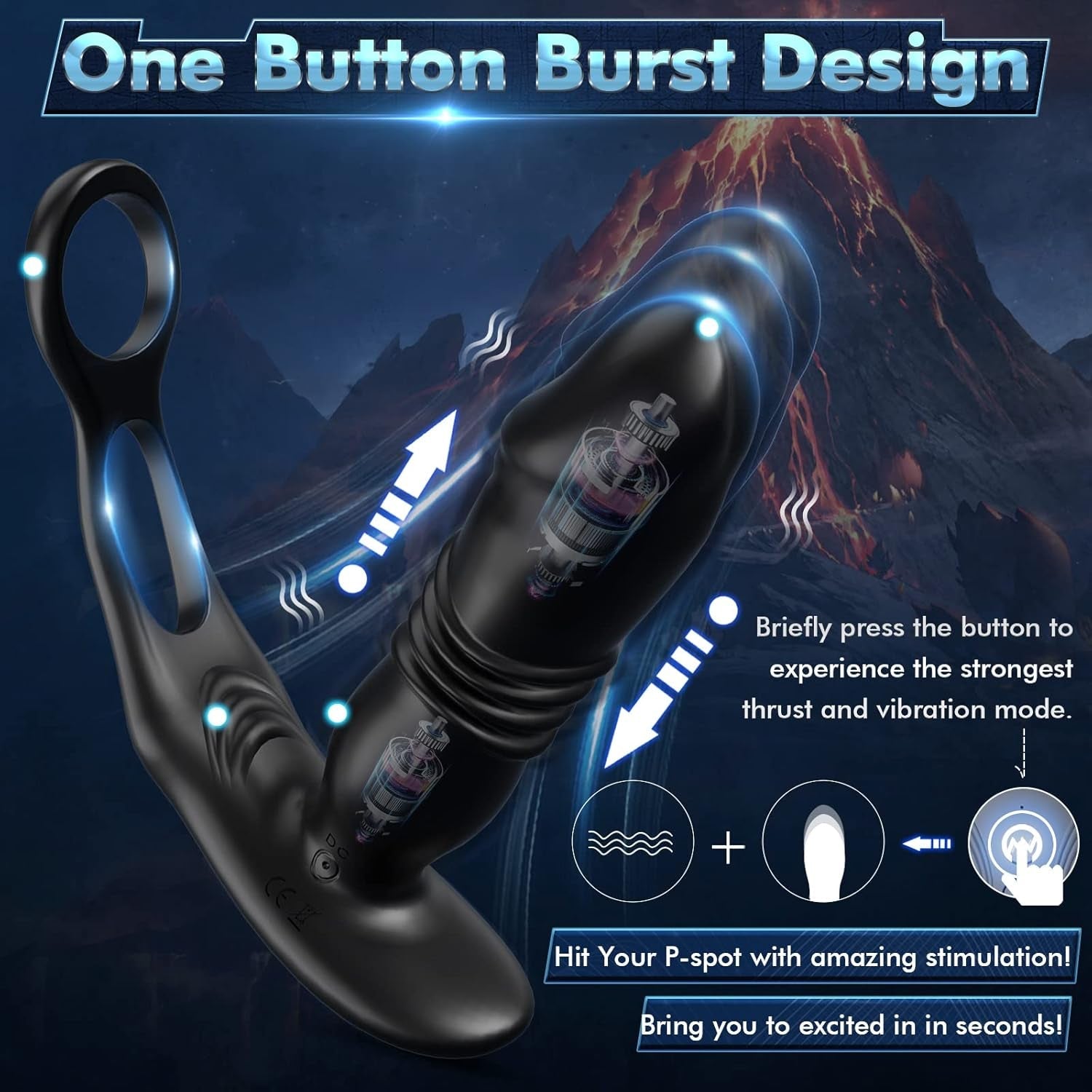 TriadSurge Thrusting Prostate Massager Dual Cock Ring - Vixen | Nova Network