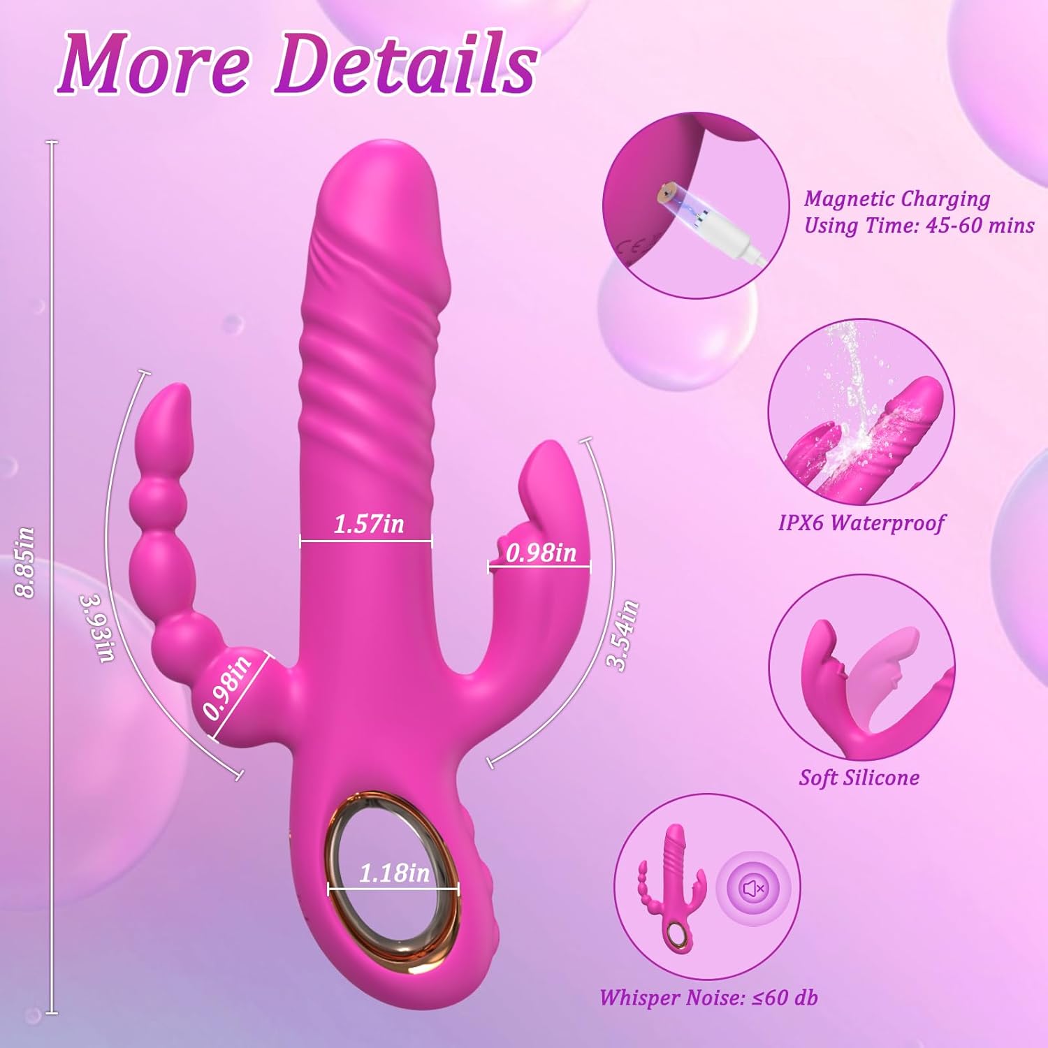TriBunny 3 - in - 1 Thrusting Rabbit Vibrator - Vixen | Nova Network