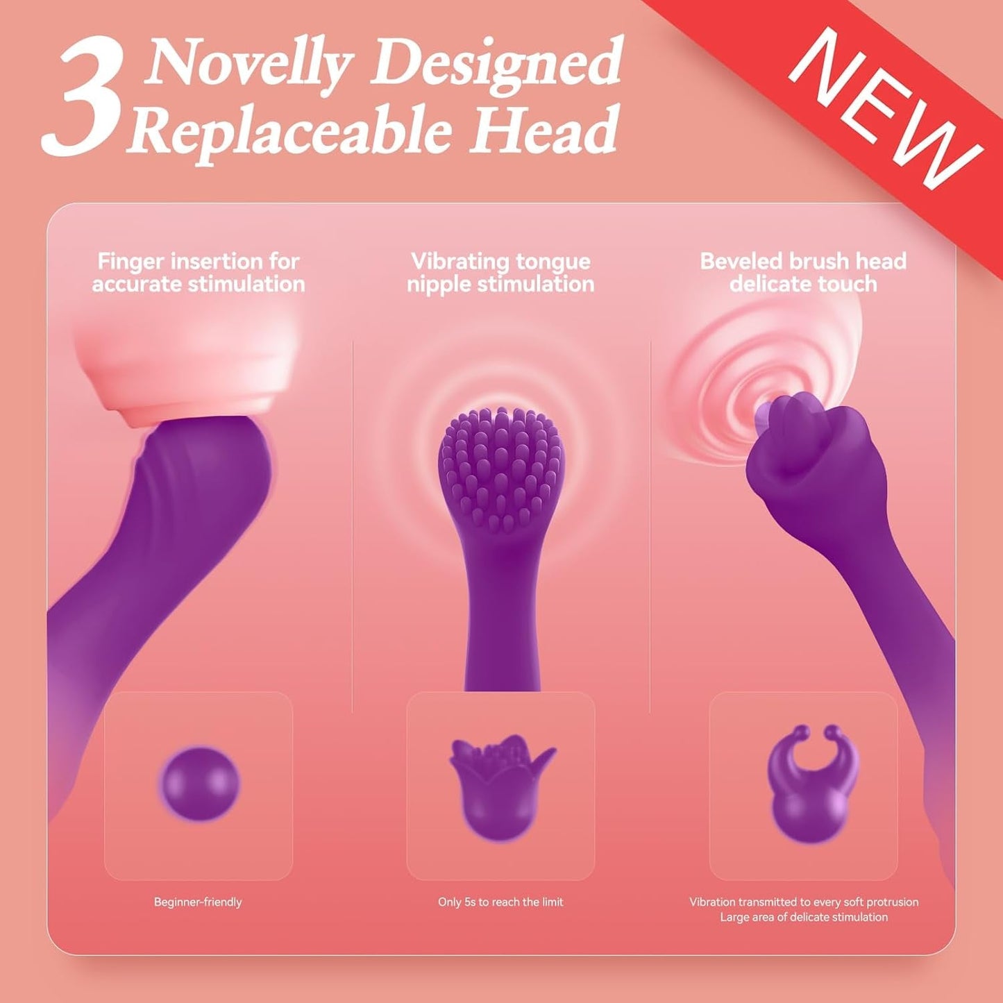 TrioTip 2-in-1 G-Spot Wand Vibrator – 3 Heads, 10 Modes - Vixen Adult Playroom