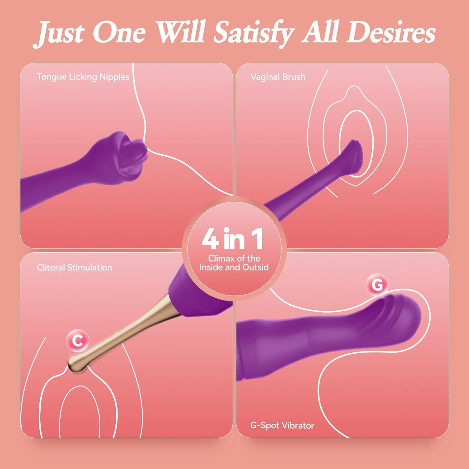 TrioTip 2-in-1 G-Spot Wand Vibrator – 3 Heads, 10 Modes - Vixen Adult Playroom