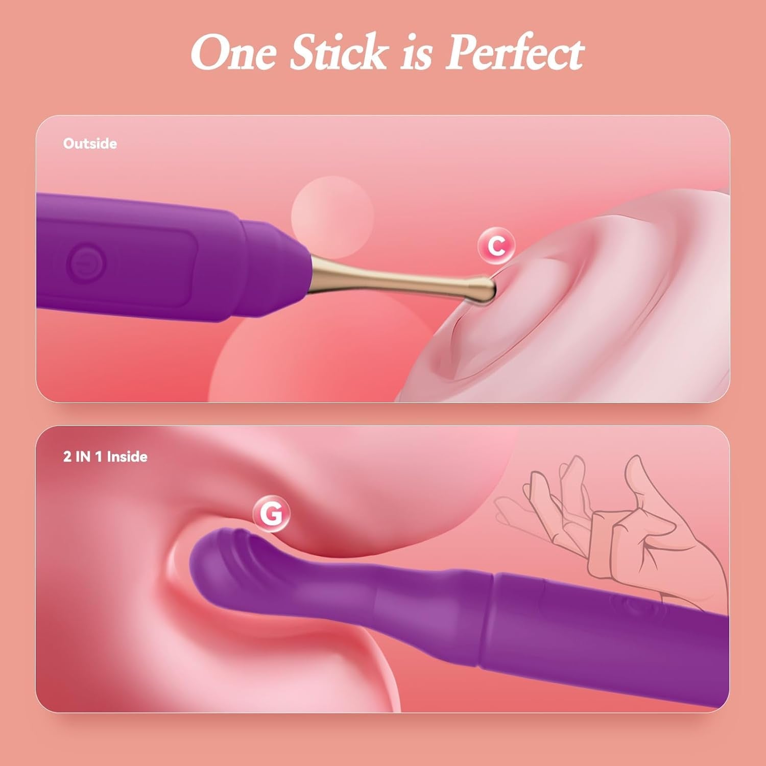 TrioTip 2-in-1 G-Spot Wand Vibrator – 3 Heads, 10 Modes - Vixen Adult Playroom