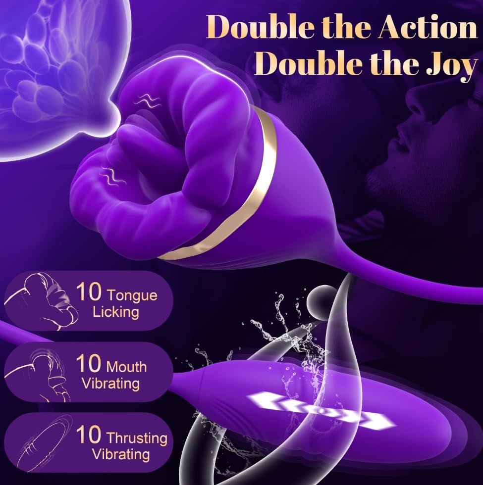 TripleBloom 3-in-1 Rose Vibrator – Suck, Lick & Thrust, Waterproof - Vixen Adult Playroom