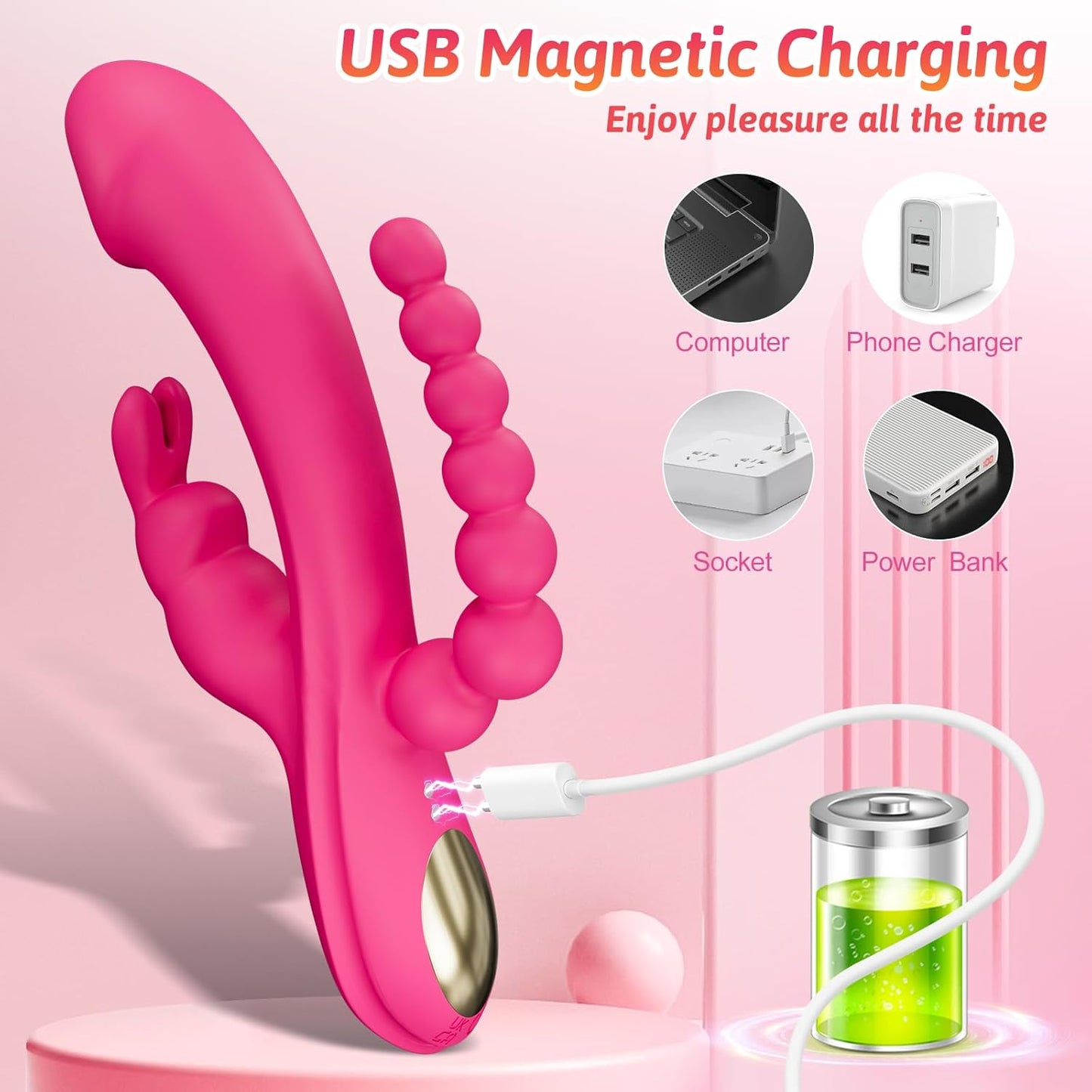 TripleBunny 3 - in - 1 Rabbit Vibrator with Anal Beads - Vixen | Nova Network