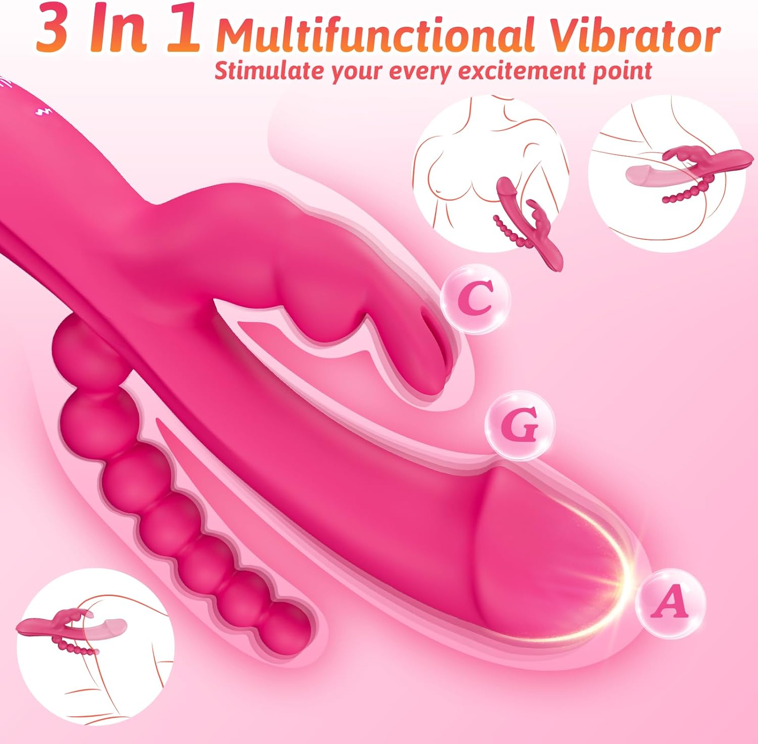 TripleBunny 3 - in - 1 Rabbit Vibrator with Anal Beads - Vixen | Nova Network