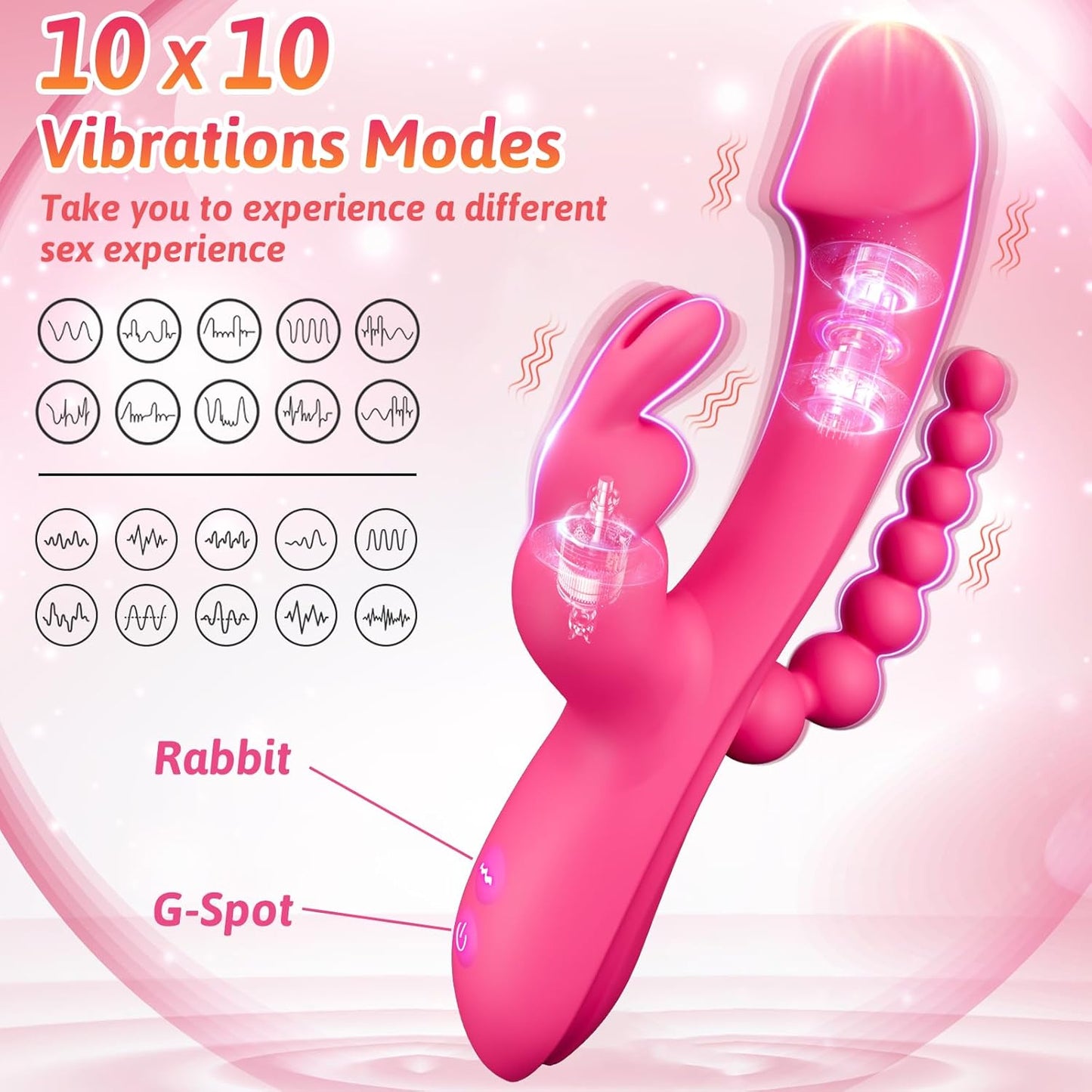 TripleBunny 3 - in - 1 Rabbit Vibrator with Anal Beads - Vixen | Nova Network