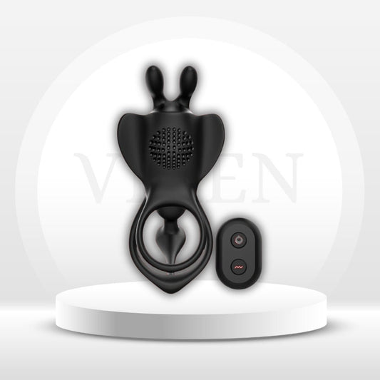 TripleCharge 3-in-1 Vibrating Cock Ring & Anal Plug – Remote, 9 Modes - Vixen Adult Playroom