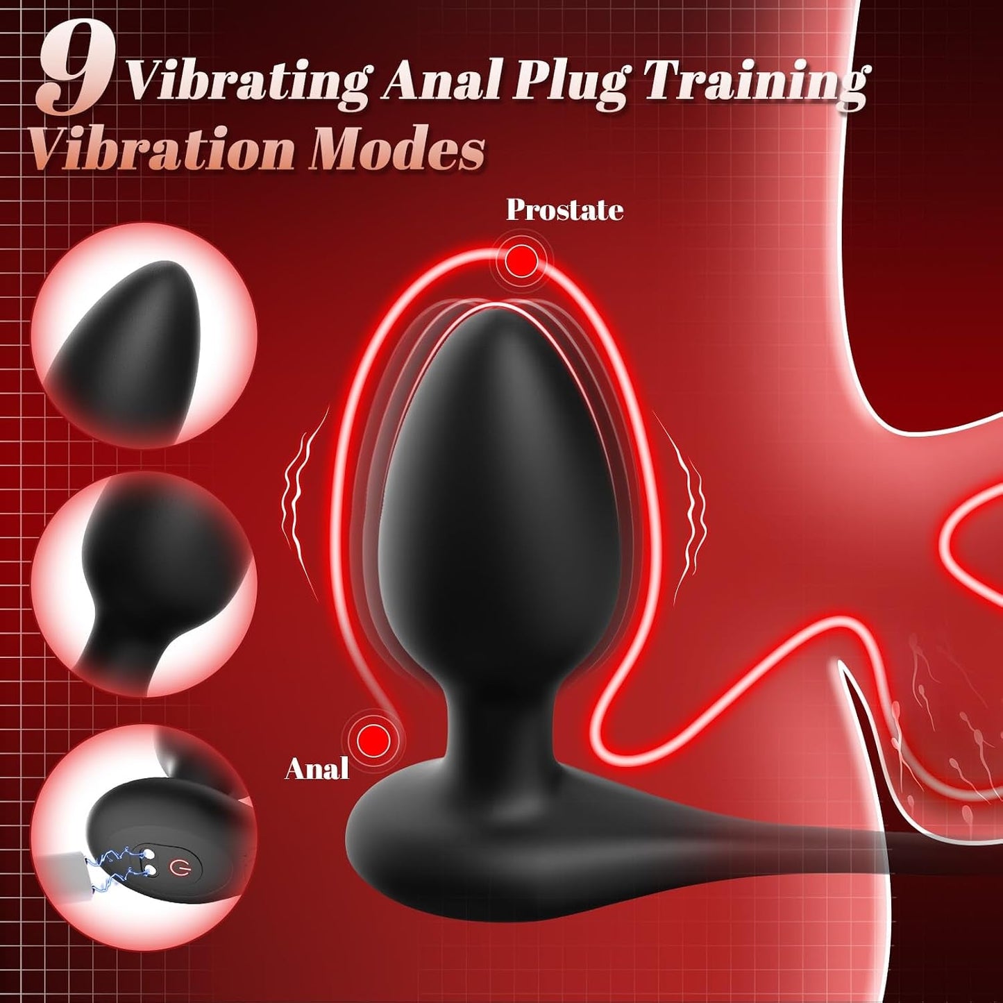 TripleCharge 3-in-1 Vibrating Cock Ring & Anal Plug – Remote, 9 Modes - Vixen Adult Playroom