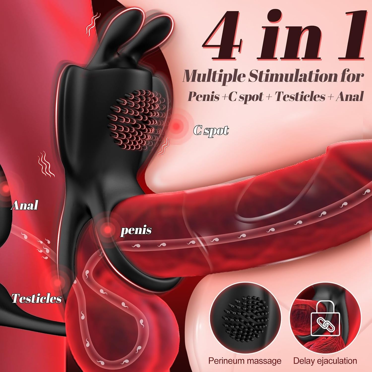 TripleCharge 3-in-1 Vibrating Cock Ring & Anal Plug – Remote, 9 Modes - Vixen Adult Playroom