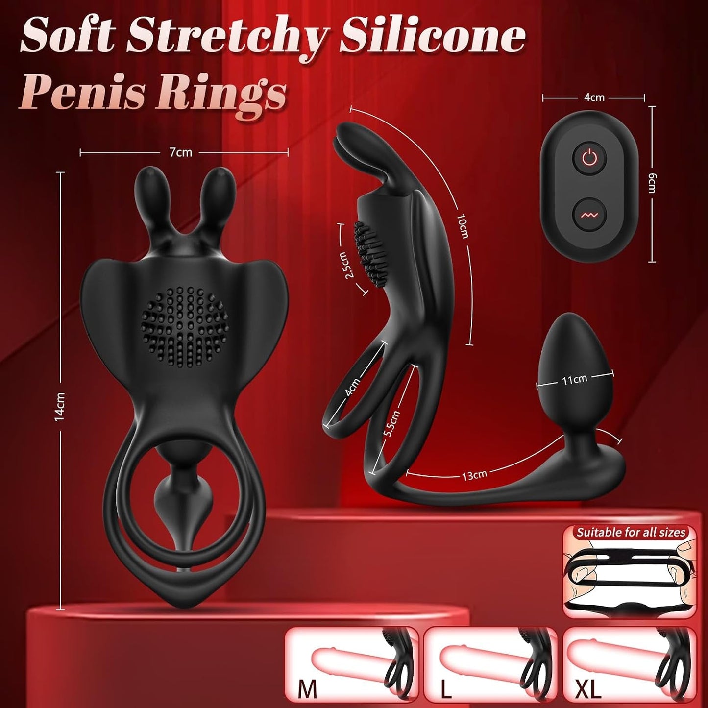 TripleCharge 3-in-1 Vibrating Cock Ring & Anal Plug – Remote, 9 Modes - Vixen Adult Playroom