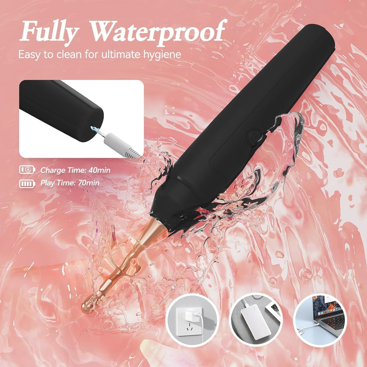 TripleHead 2-in-1 G-Spot Wand Vibrator – 3 Heads, 10 Modes - Vixen Adult Playroom