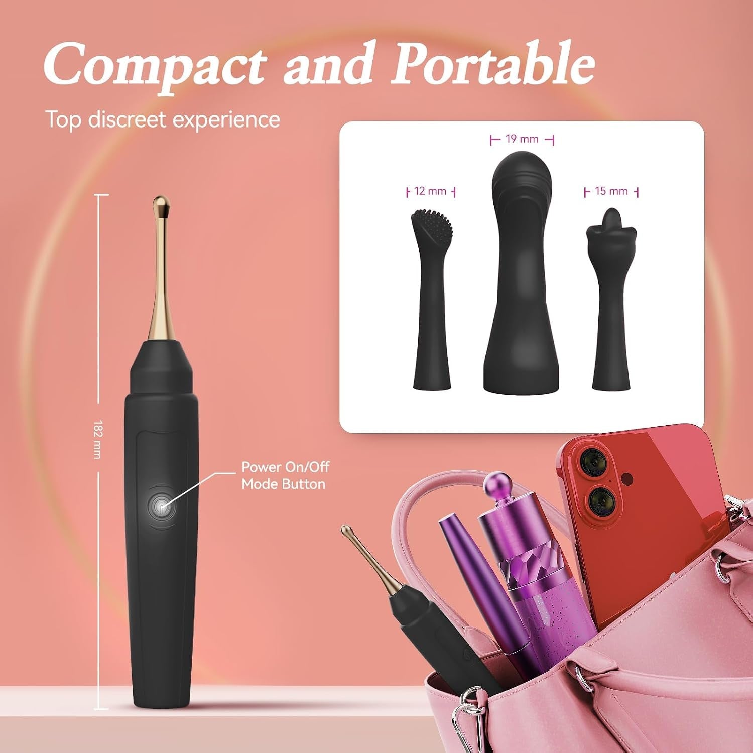 TripleHead 2-in-1 G-Spot Wand Vibrator – 3 Heads, 10 Modes - Vixen Adult Playroom