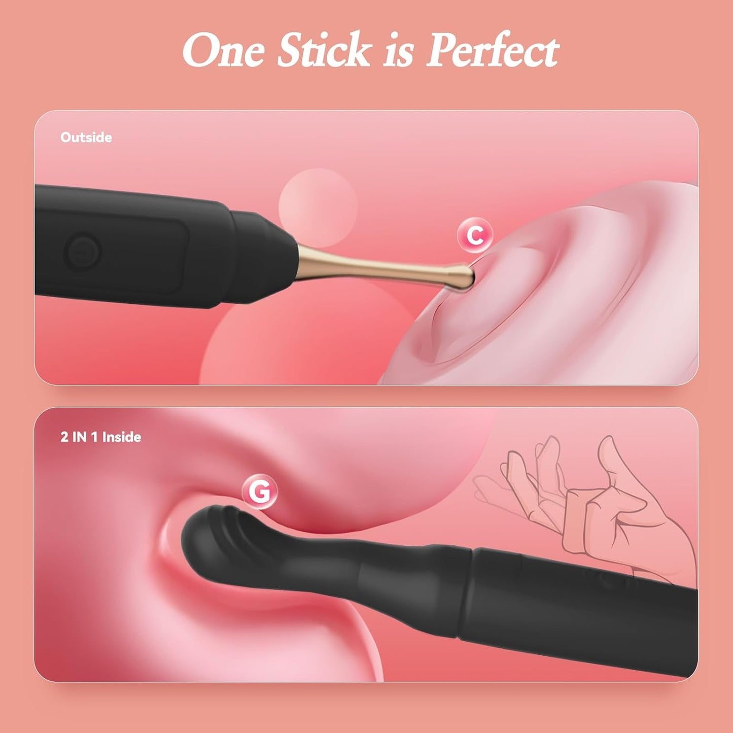 TripleHead 2-in-1 G-Spot Wand Vibrator – 3 Heads, 10 Modes - Vixen Adult Playroom