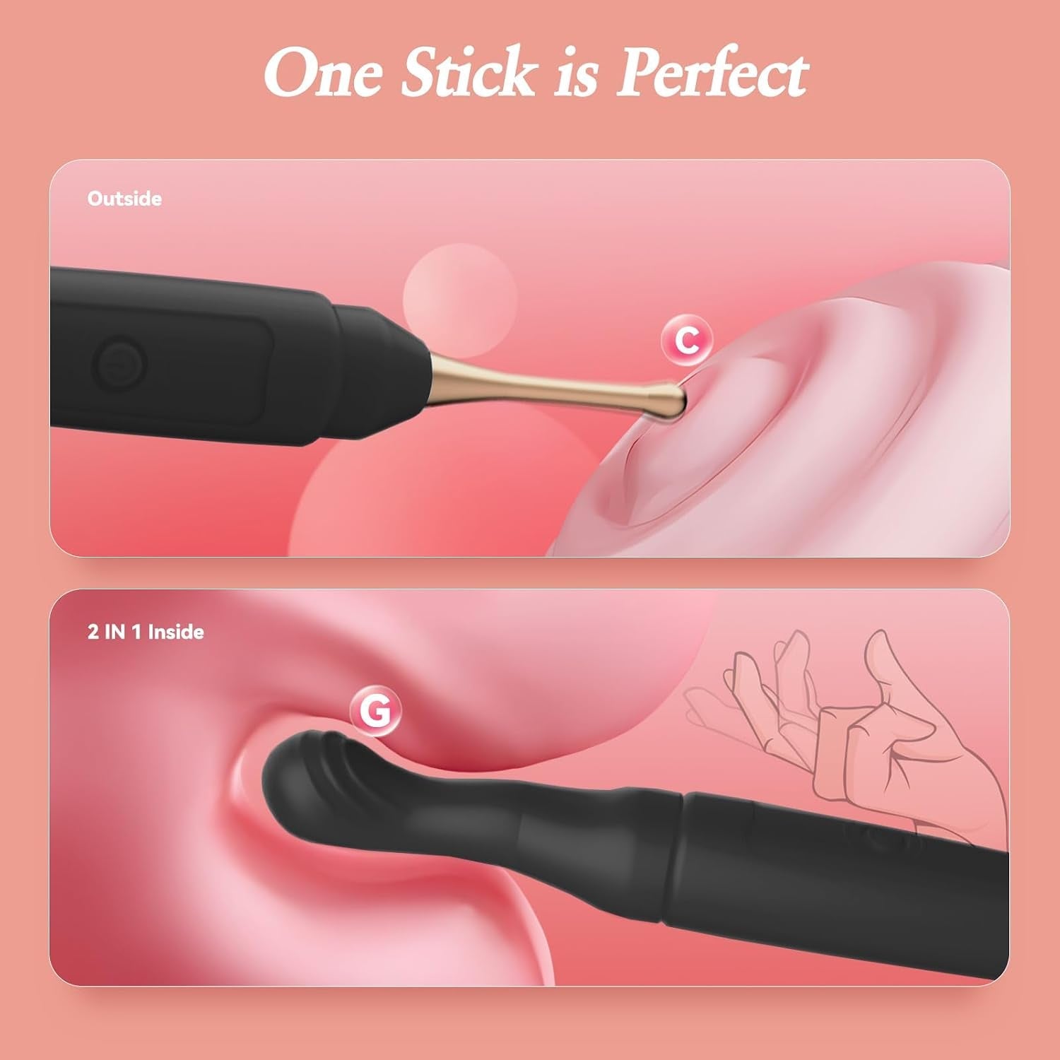 TripleHead 2-in-1 G-Spot Wand Vibrator – 3 Heads, 10 Modes - Vixen Adult Playroom
