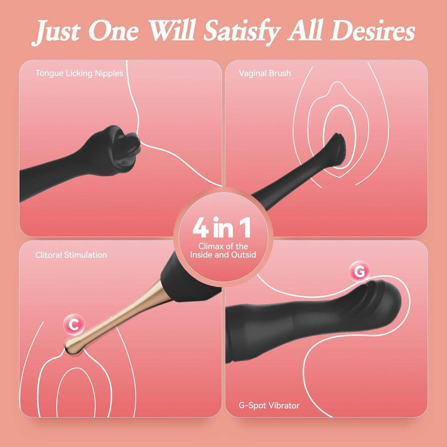 TripleHead 2-in-1 G-Spot Wand Vibrator – 3 Heads, 10 Modes - Vixen Adult Playroom