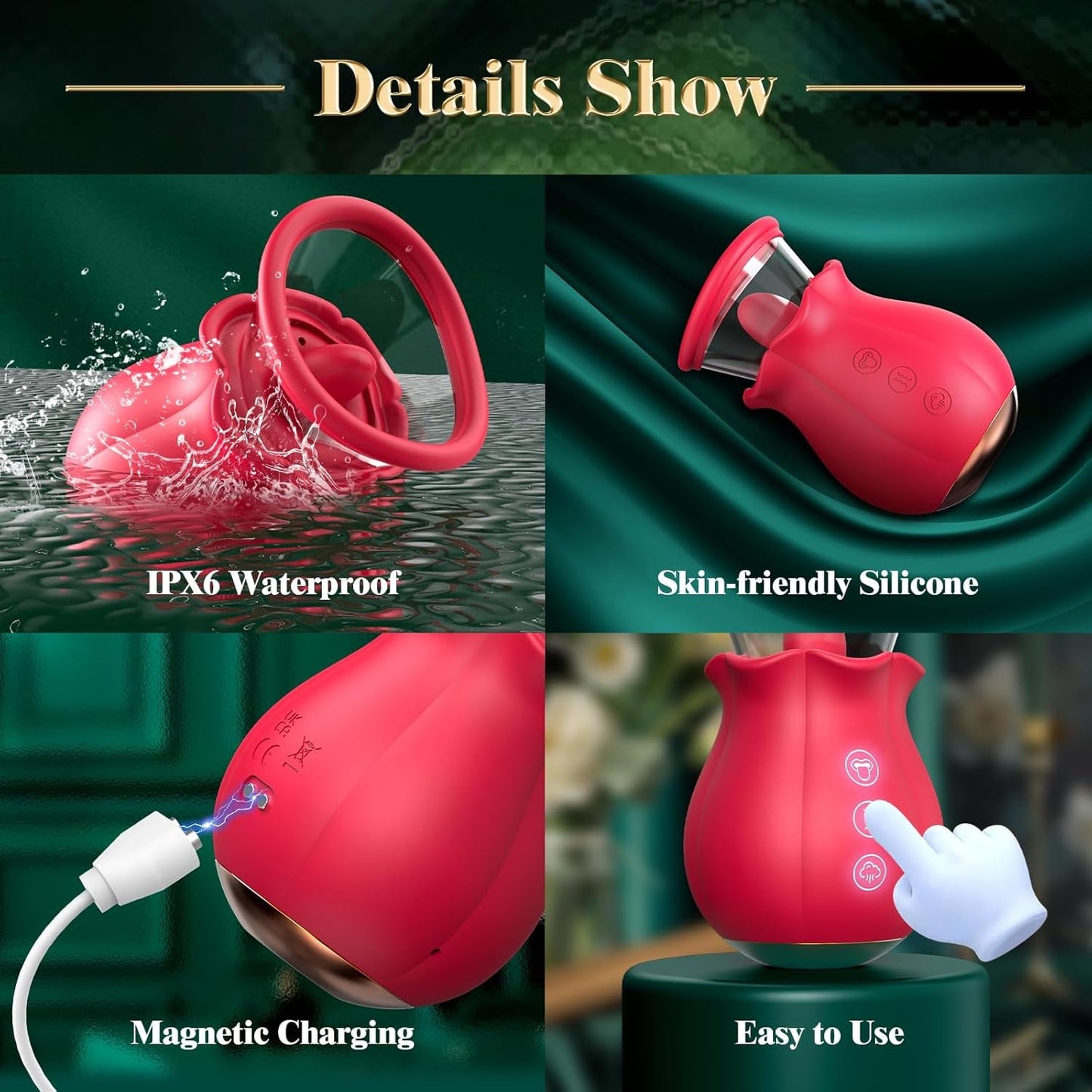 TripletBloom 3 - in - 1 Rose Sucking Vibrator - Vixen | Nova Network