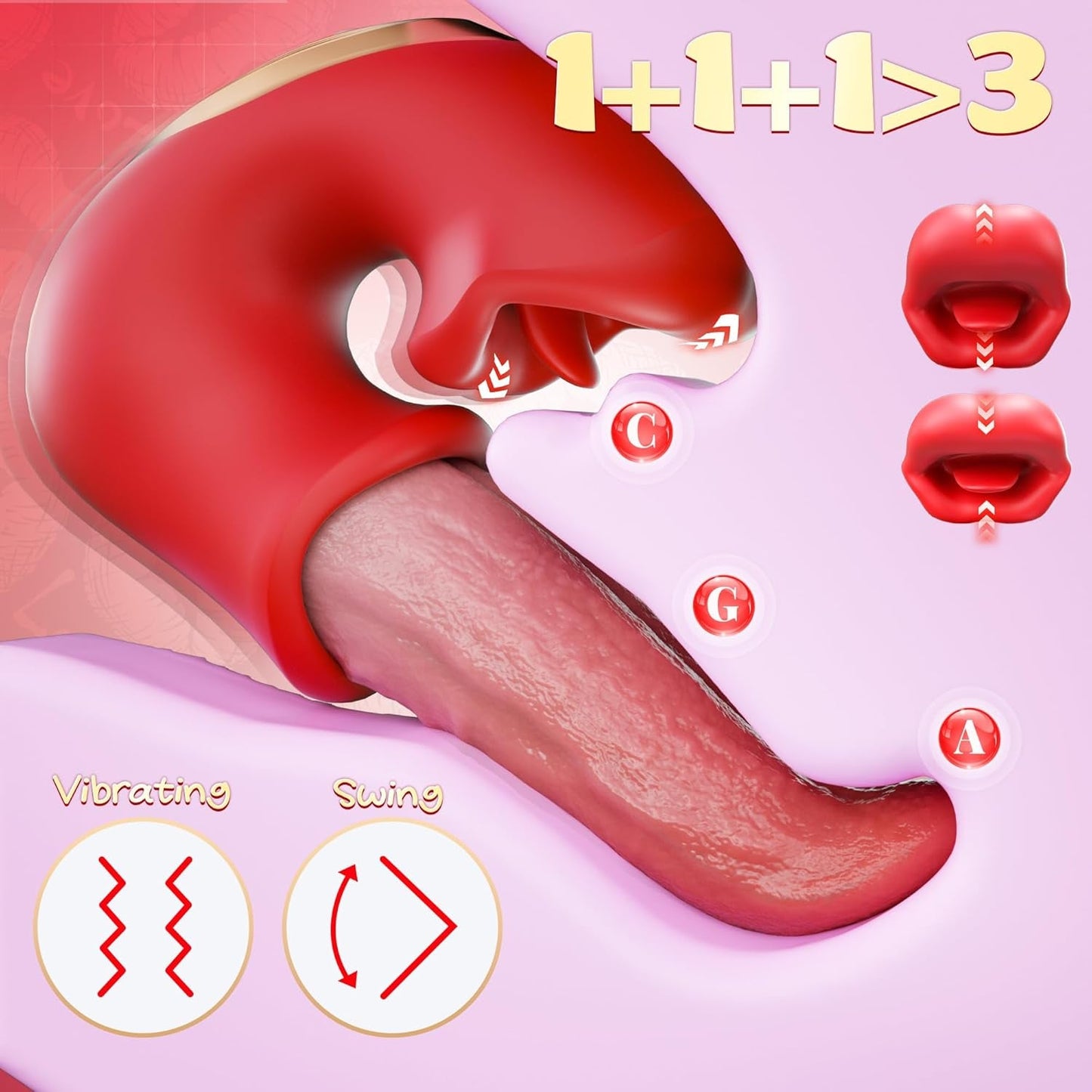 TripleTeaseV 3 - in - 1 Rose Tongue Vibrator - Vixen | Nova Network