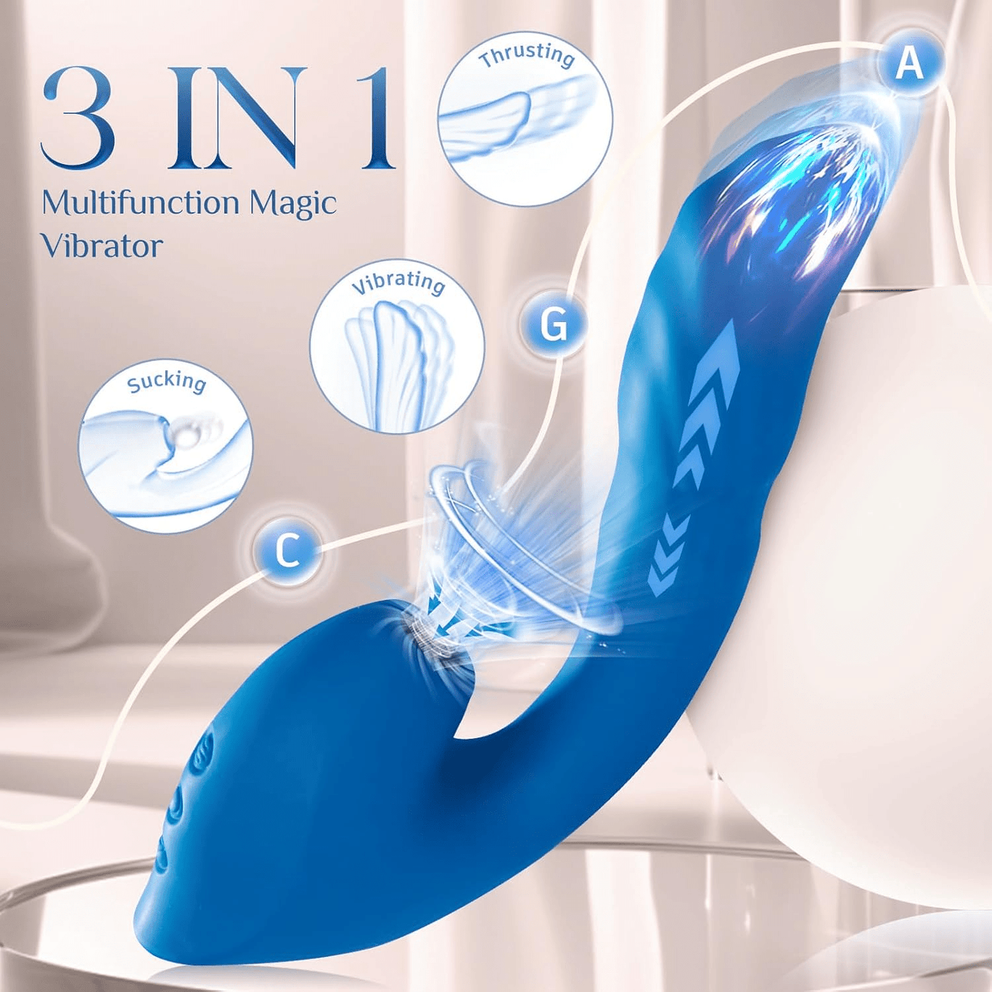 TripleVelvet 3-in-1 Rabbit Vibrator | Suction, Thrust & Vibe - Vixen | Nova Network