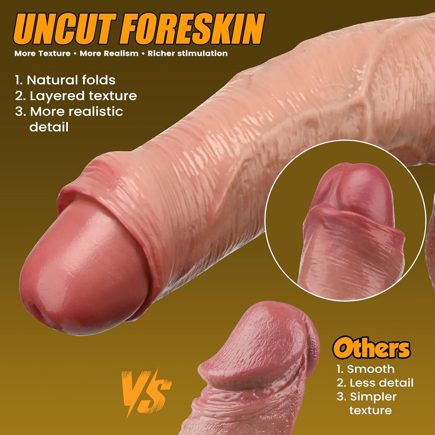 TrueHood 8" Uncut Realistic Dildo - Vixen Adult Playroom