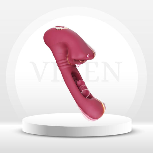 TwinCraving Dual-Headed Thrusting Dildo Vibrator – 9 Biting Modes - Vixen Adult Playroom
