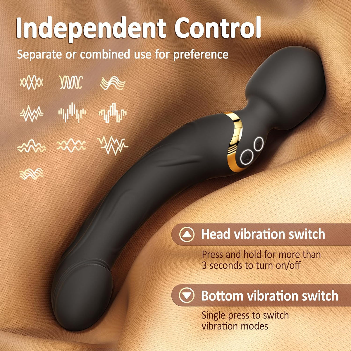 TwinEnd Double-Ended Vibrator Wand with Realistic Dildo Base - Vixen Adult Playroom