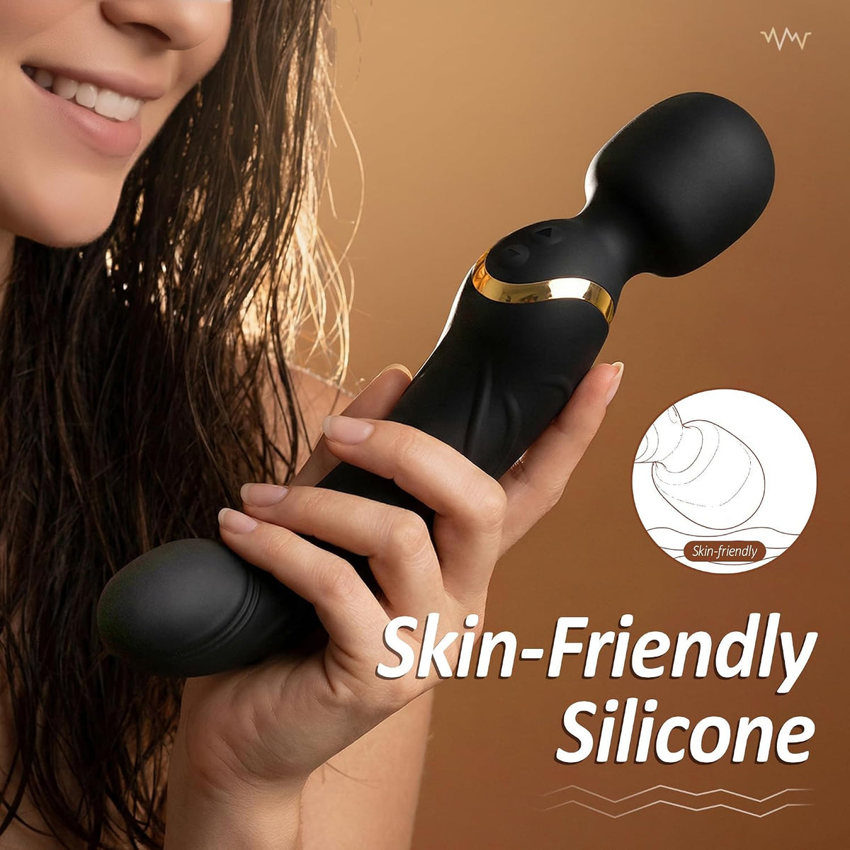 TwinEnd Double-Ended Vibrator Wand with Realistic Dildo Base - Vixen Adult Playroom