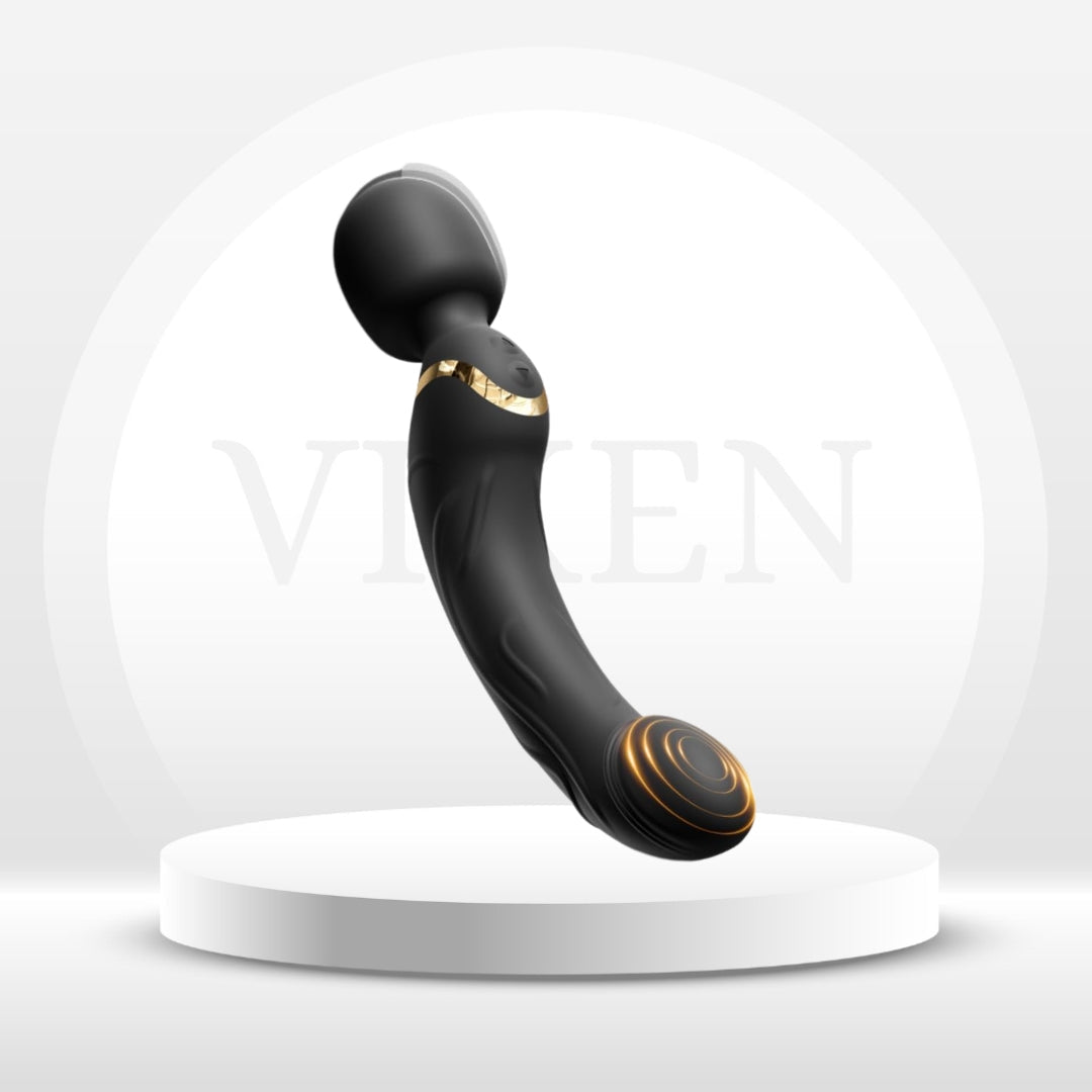 TwinEnd Double-Ended Vibrator Wand with Realistic Dildo Base - Vixen Adult Playroom