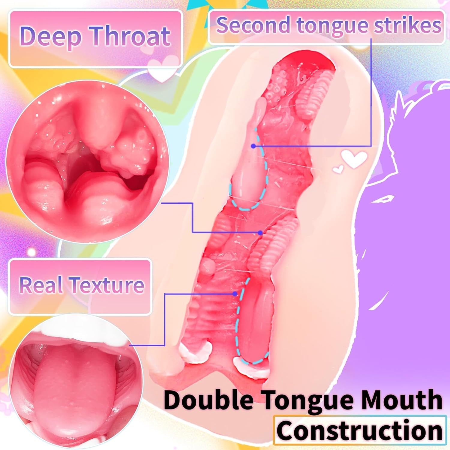 TwinLick Double-Tongue Realistic Mouth Male Stroker - Vixen | Nova Network