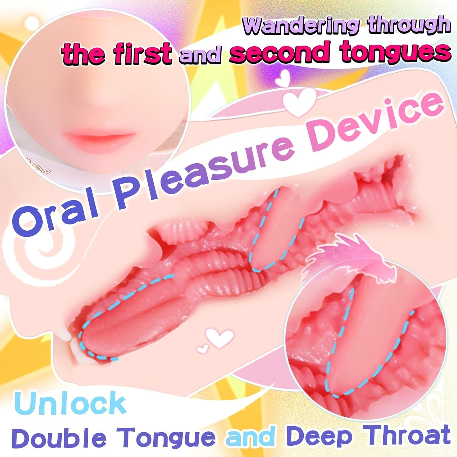 TwinLick Double-Tongue Realistic Mouth Male Stroker - Vixen | Nova Network