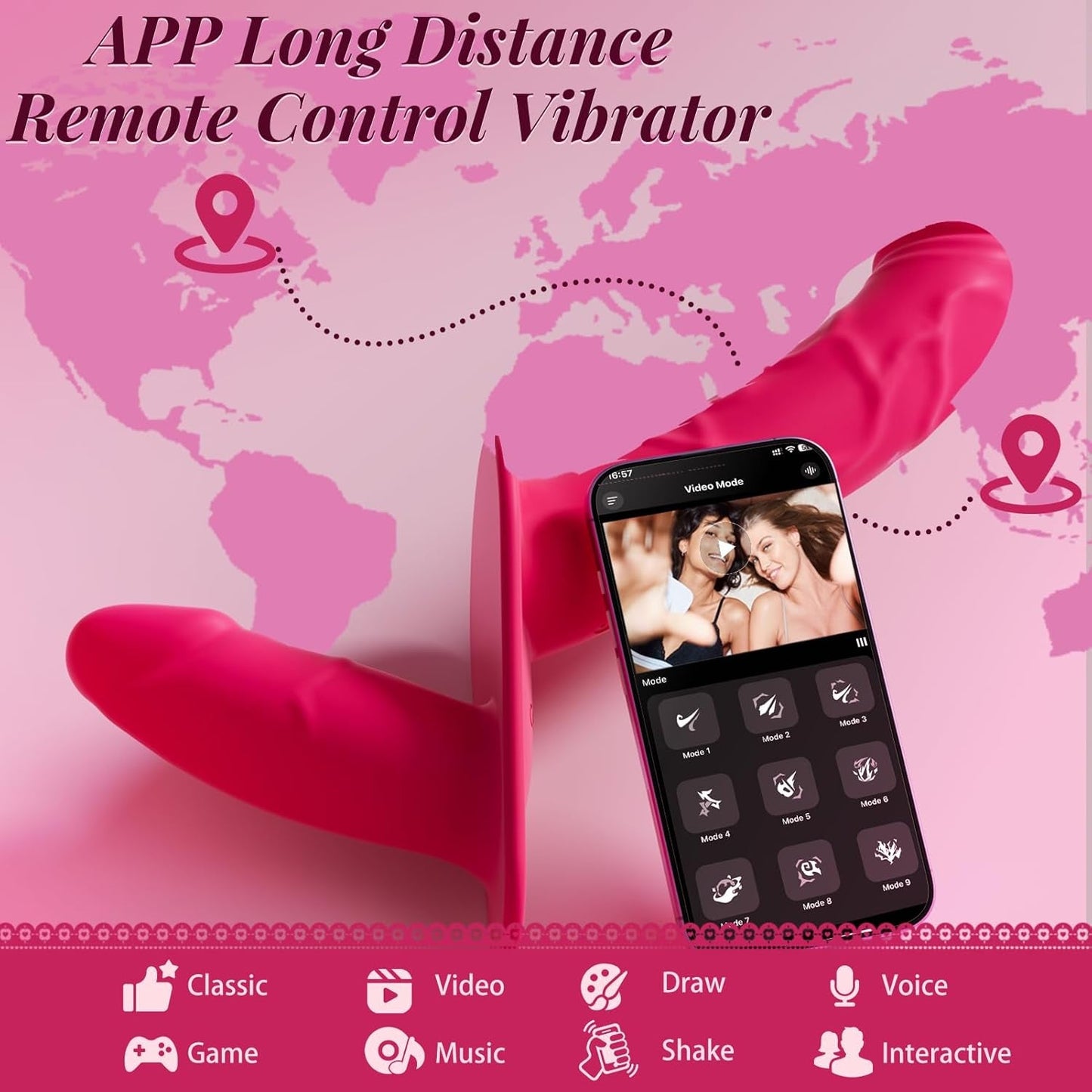 TwinPlay App-Control Vibrating Double Strap-On Dildo - Vixen | Nova Network