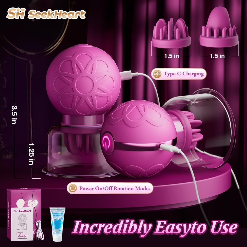 TwinTongue Rotating Tongue Nipple Sucker Stimulators – 10 Modes - Vixen Adult Playroom