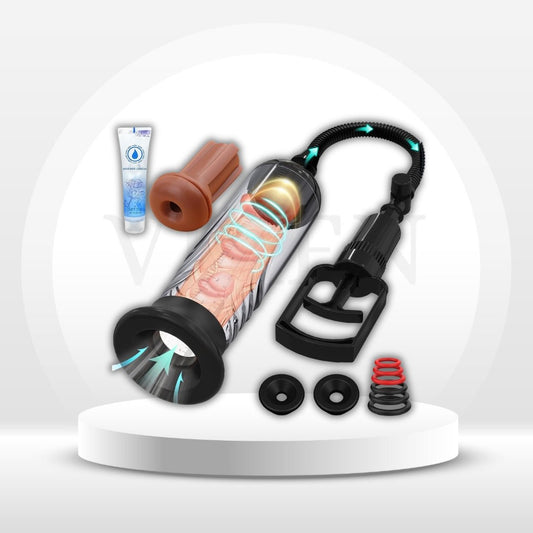 TwinVault Penis Pump & Pocket Pussy | 3 Sleeves + Lube - Vixen Adult Playroom