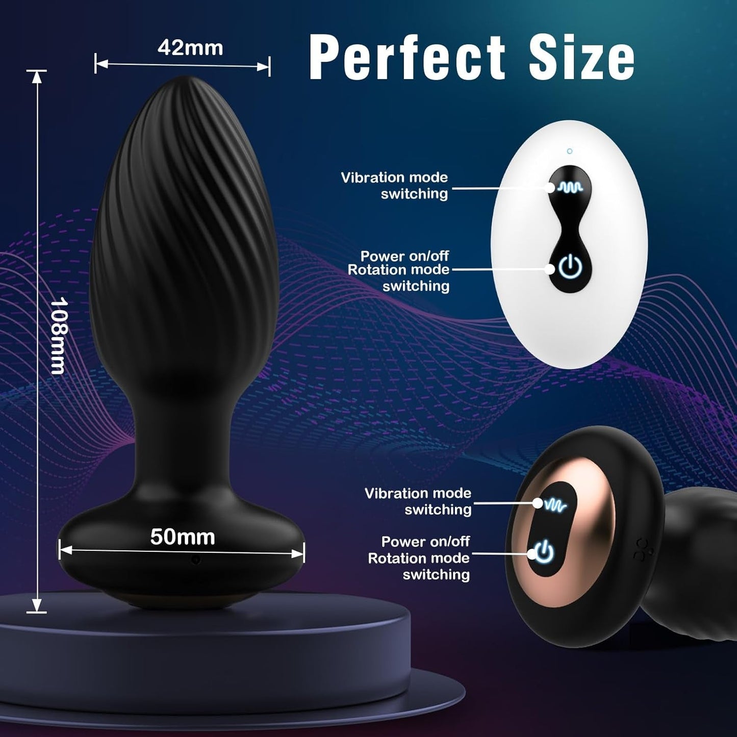 TwistFill Spiral Large 360° Rotating Butt Plug - Vixen Adult Playroom