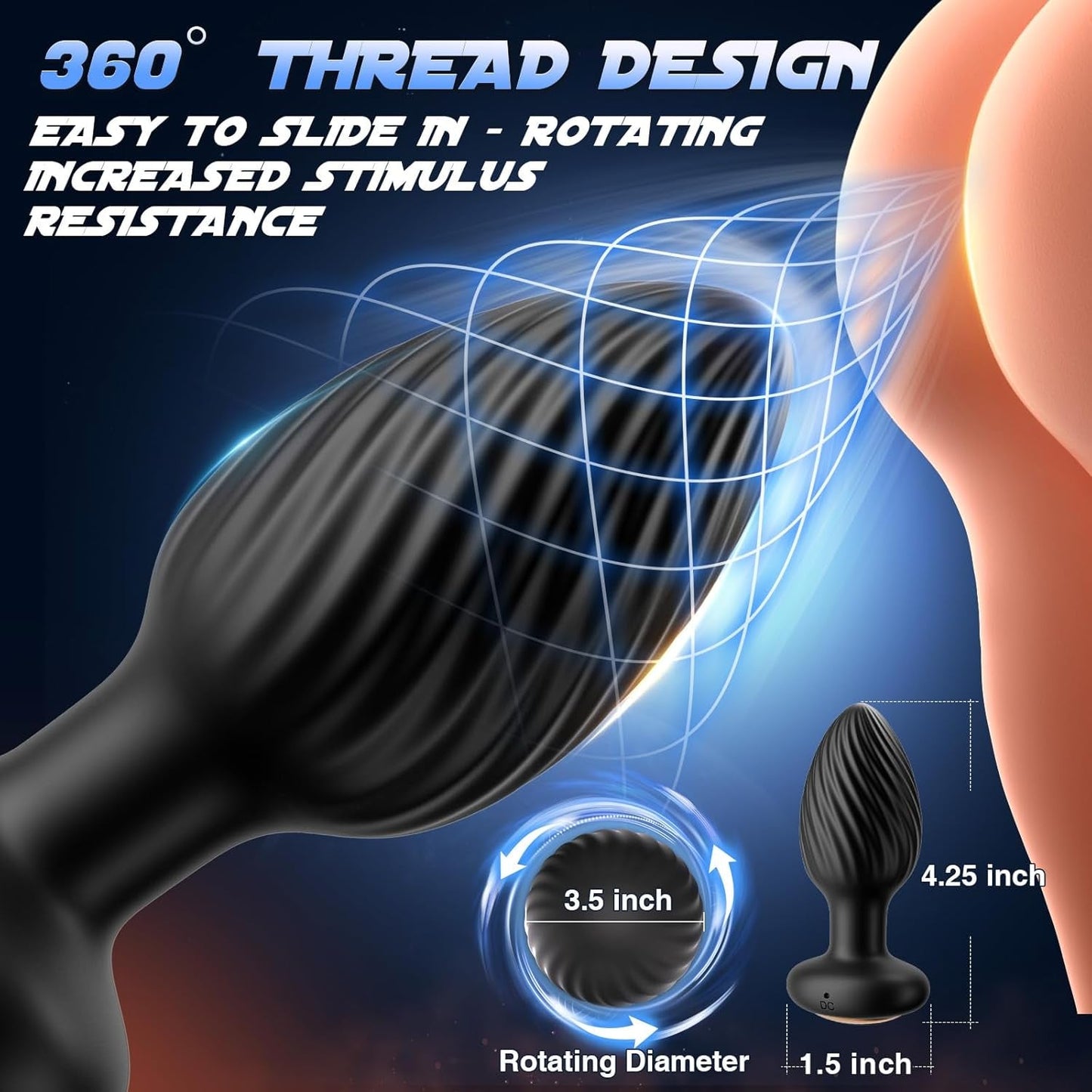 TwistFill Spiral Large 360° Rotating Butt Plug - Vixen Adult Playroom