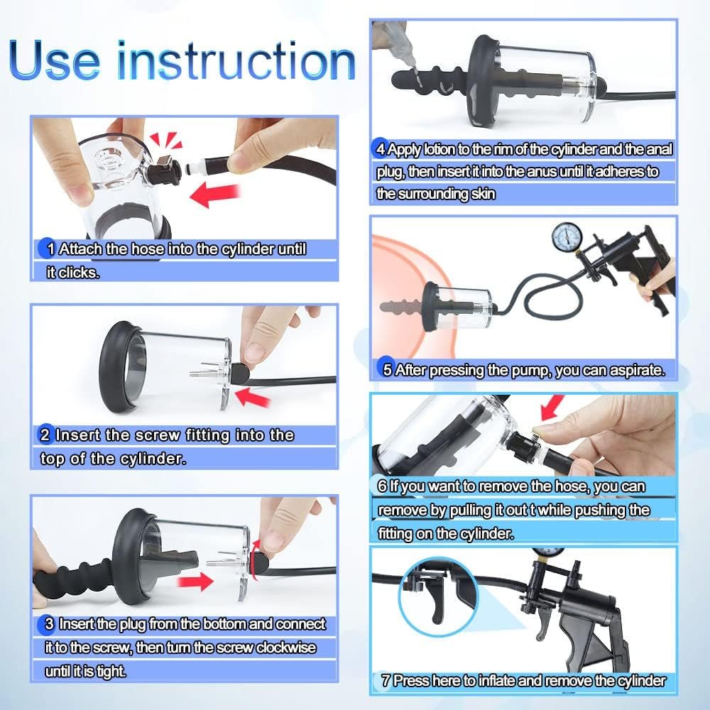 VacuBloom Rosebud Anal Vacuum Pump Set with 3 Silicone Plugs - Vixen Adult Playroom