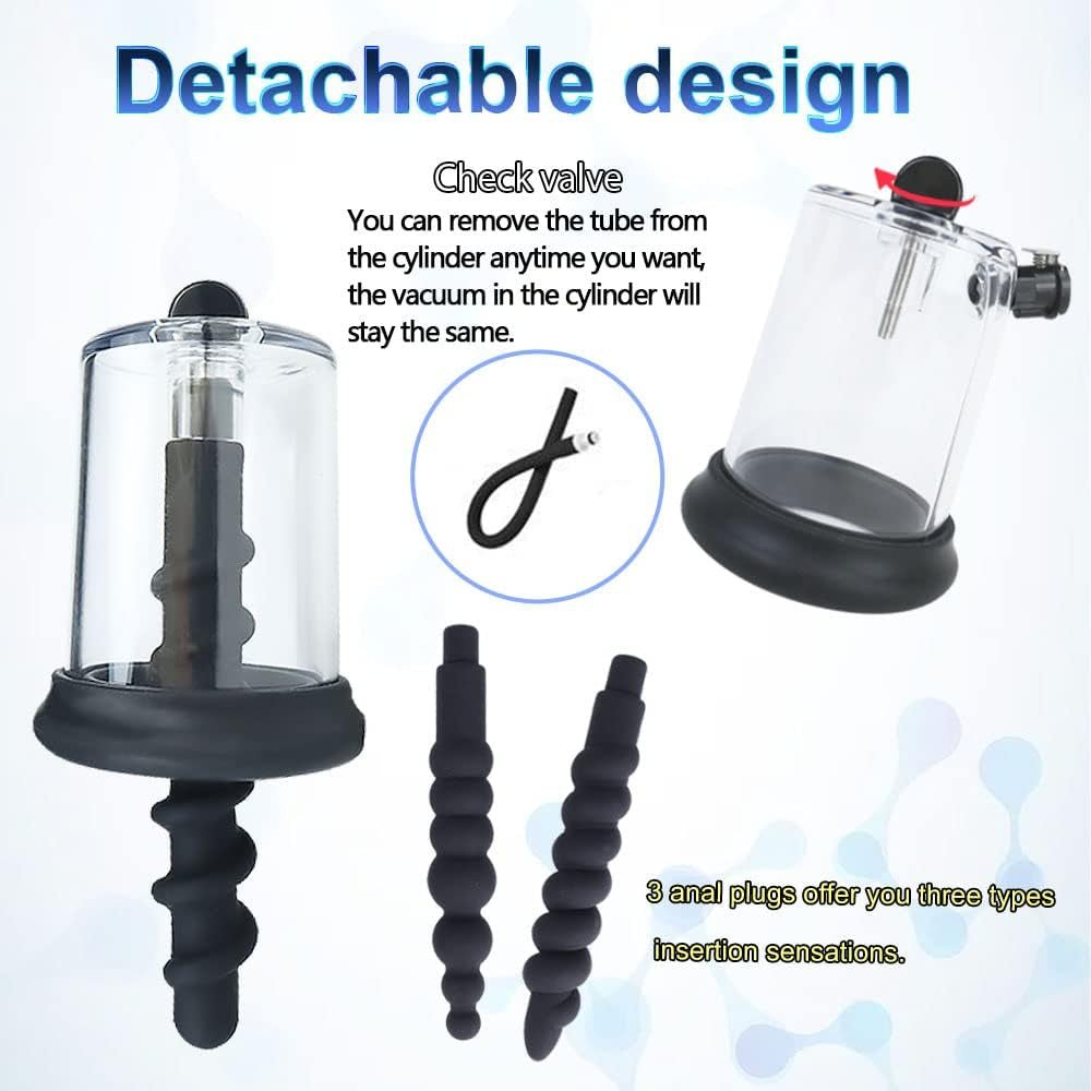 VacuBloom Rosebud Anal Vacuum Pump Set with 3 Silicone Plugs - Vixen Adult Playroom