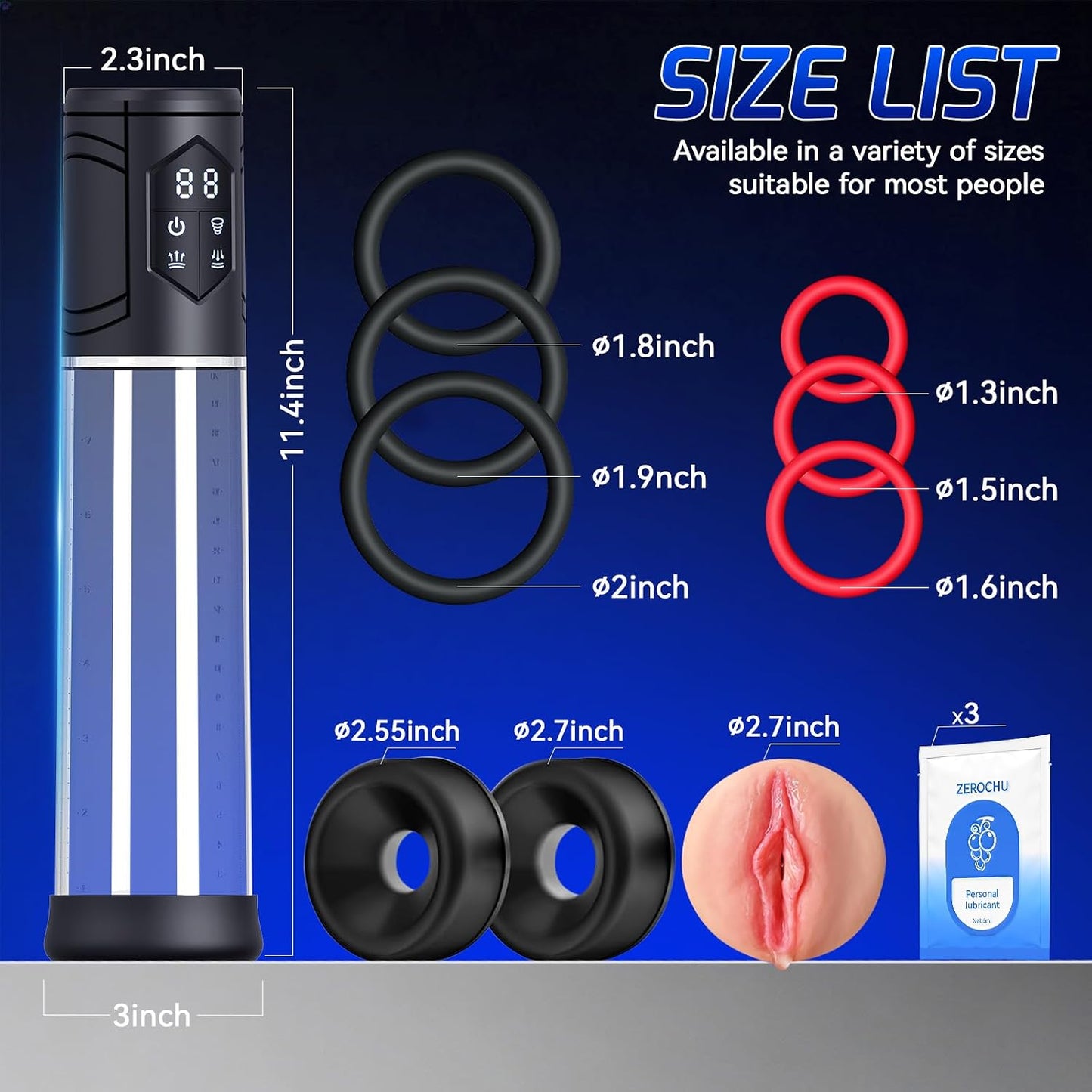 VaultEight Electric Penis Pump | 8 Levels + Kit - Vixen Adult Playroom