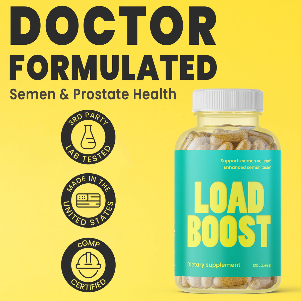 VB Health Load Boost® Semen Volume Booster for Men - Daily Men's Semen Health & Fertility Supplement - Lecithin, Pygeum, L-Citrulline, Zinc, Copper & Bromelain - 120 Capsules (1 Month Supply) - Vixen Adult Playroom