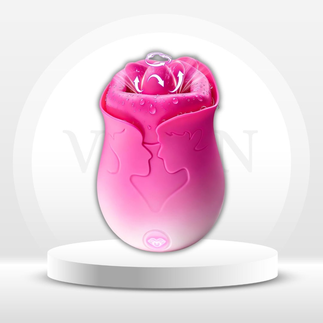 VelourBloom Rose Clit Licking Vibrator, 3-Speed, Waterproof - Vixen Adult Playroom