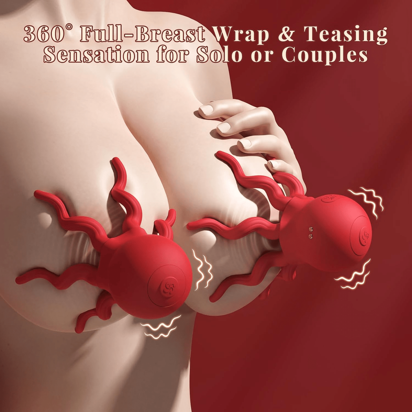 VelvetCoil Octopus Wearable Nipple Vibrators – Remote, 7 Modes - Vixen Adult Playroom