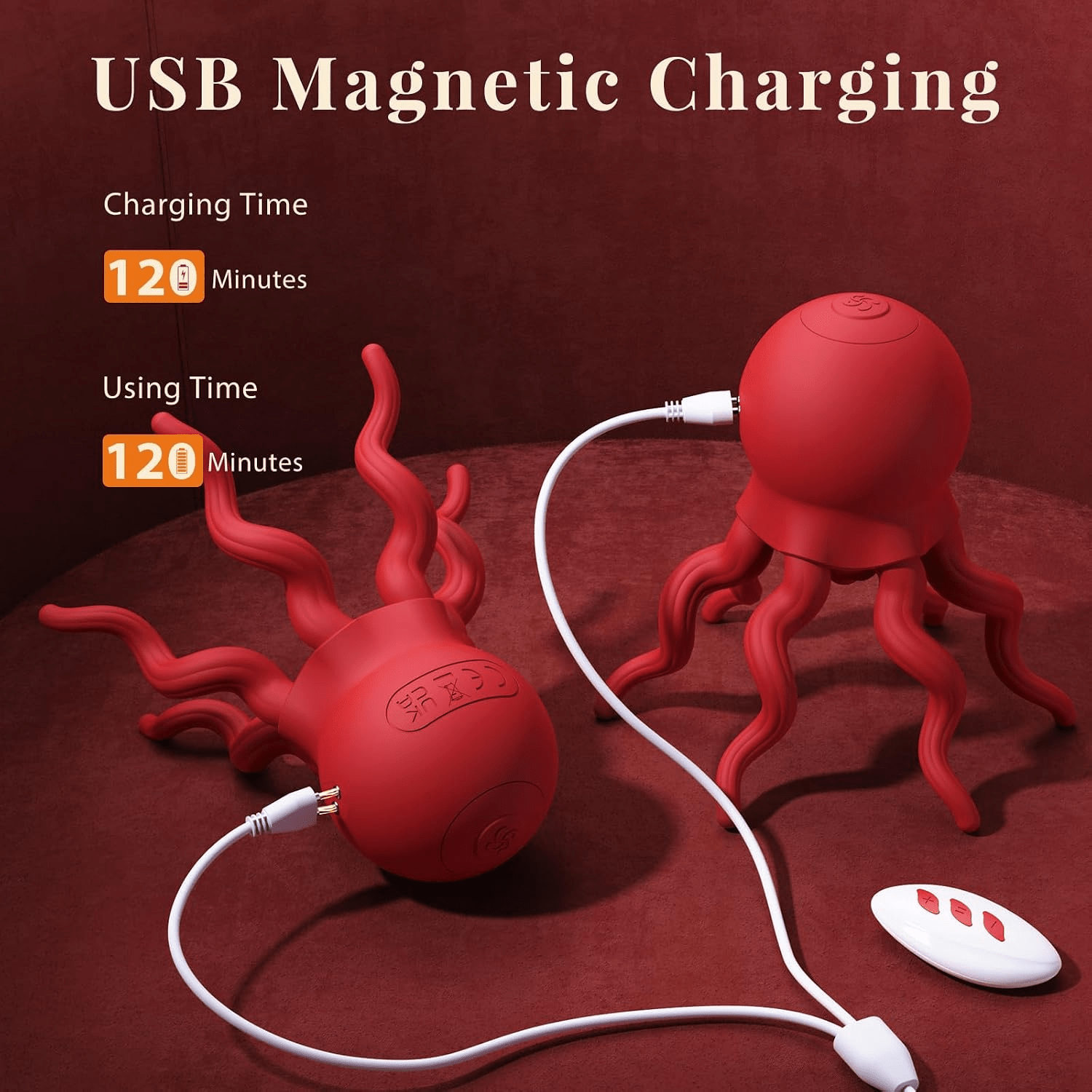 VelvetCoil Octopus Wearable Nipple Vibrators – Remote, 7 Modes - Vixen Adult Playroom