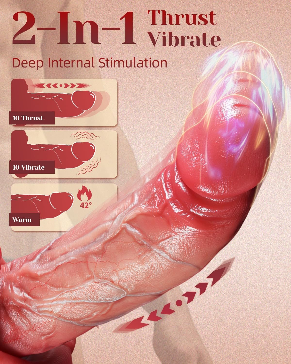 VelvetTongue Realistic Thrusting Dildo Vibrator with Licking Tongue - Vixen Adult Playroom