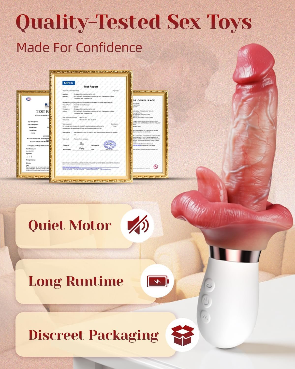 VelvetTongue Realistic Thrusting Dildo Vibrator with Licking Tongue - Vixen Adult Playroom