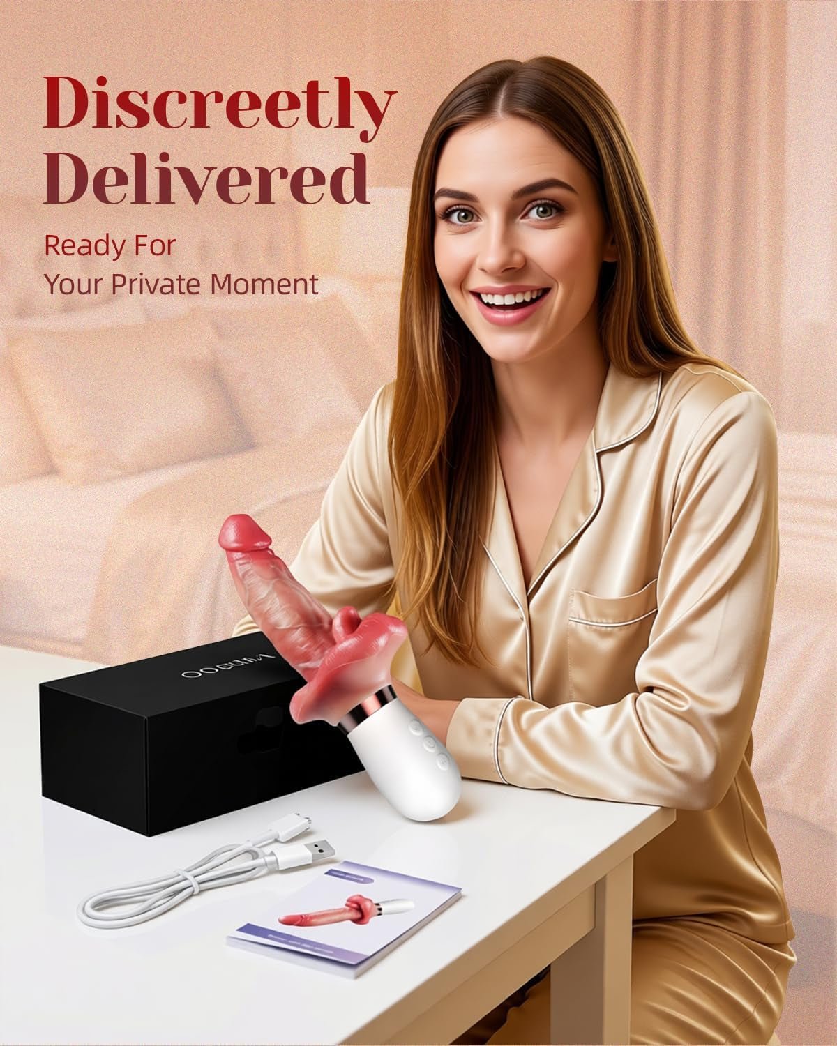 VelvetTongue Realistic Thrusting Dildo Vibrator with Licking Tongue - Vixen Adult Playroom