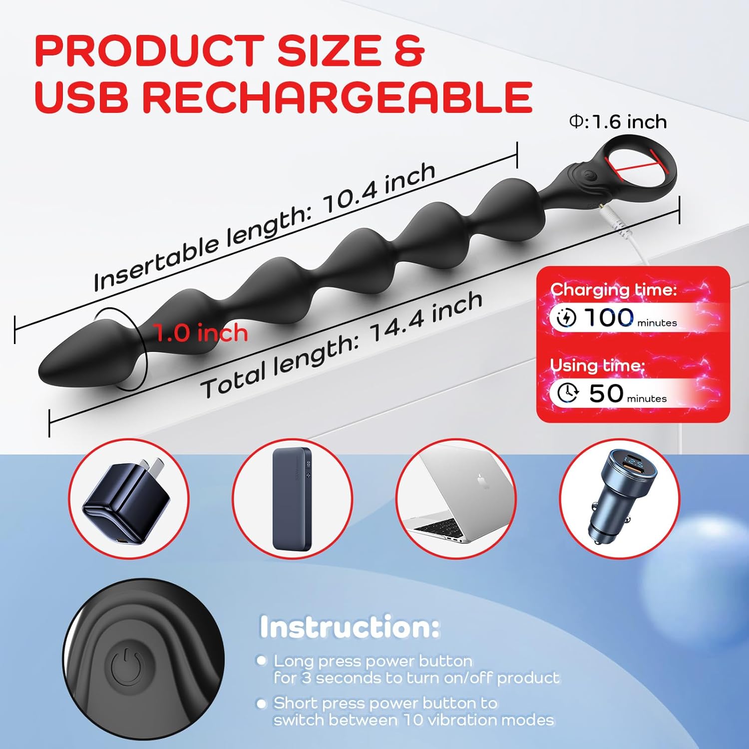 VibeBeads 14.4" Prostate Massager & Anal Beads - Vixen | Nova Network