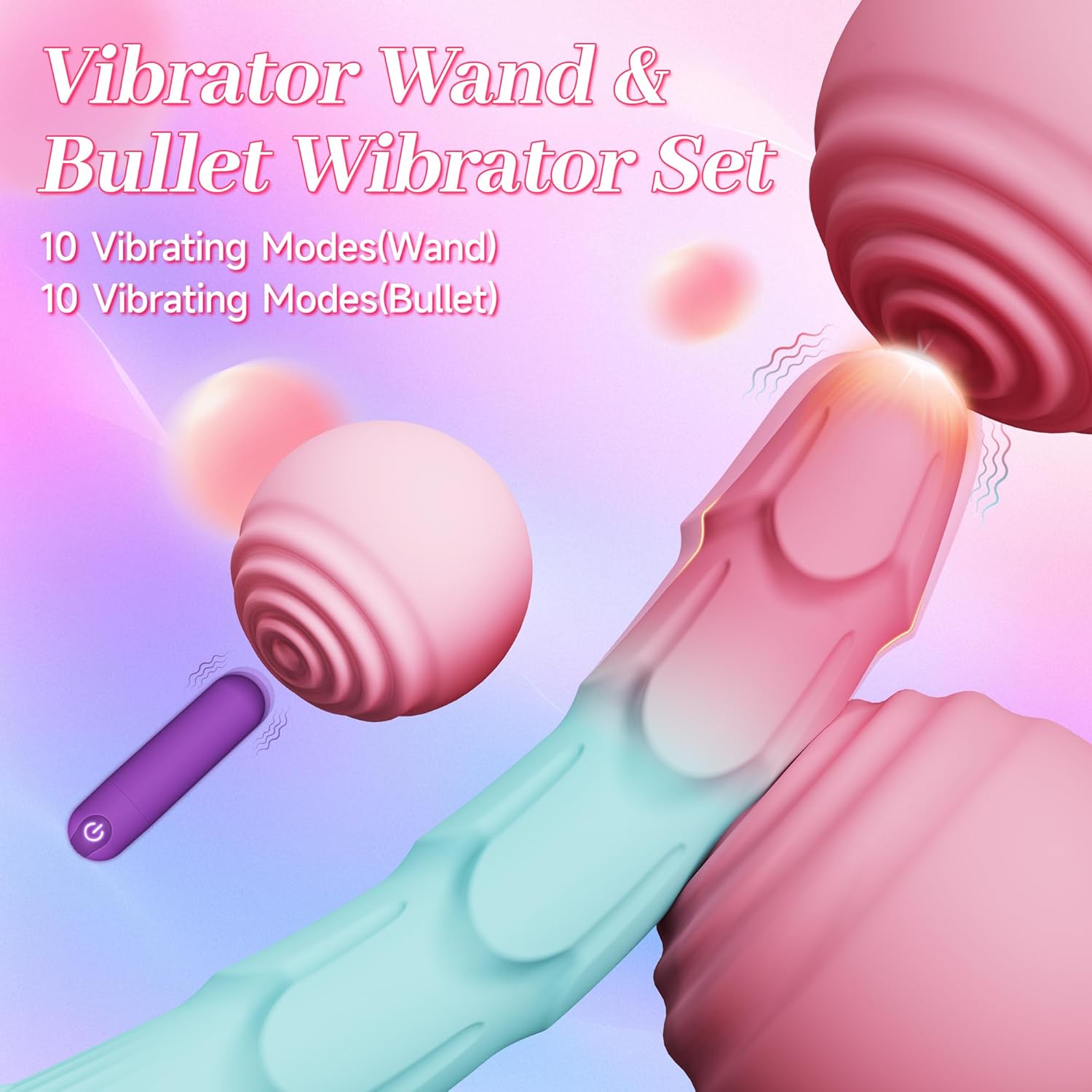 VibeTwin 2 - in - 1 Bullet & Dildo Wand Vibrator Set - Vixen | Nova Network