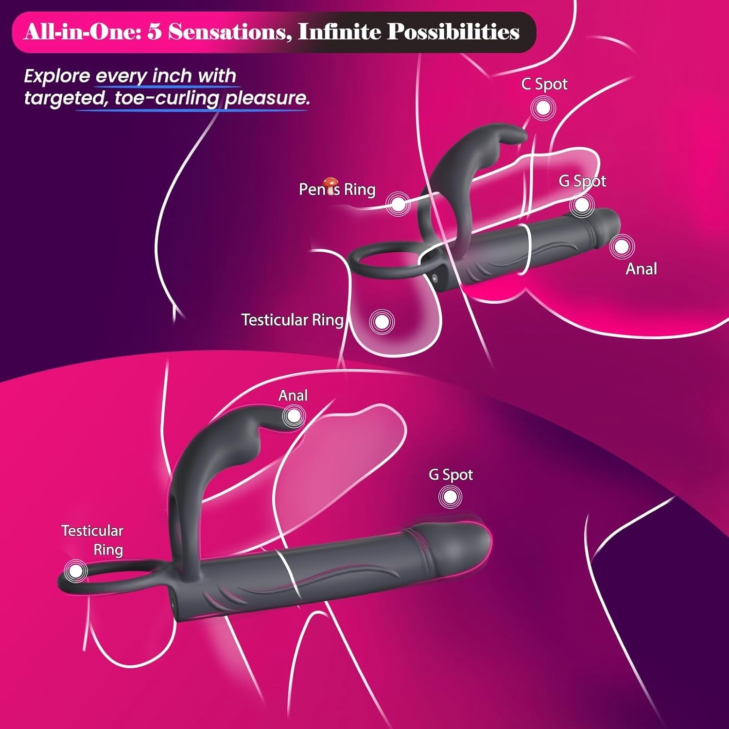 Vibrating Anal Butt Plug with Cock Ring Rabbit Clitoral Stimulator, Strap on Double Anal Dildo,Anal Couples Male Adult Sex Toys for Men Women, Small Penis Ring Vibrator Prostate Massager Sex Toy - Vixen | Nova Network