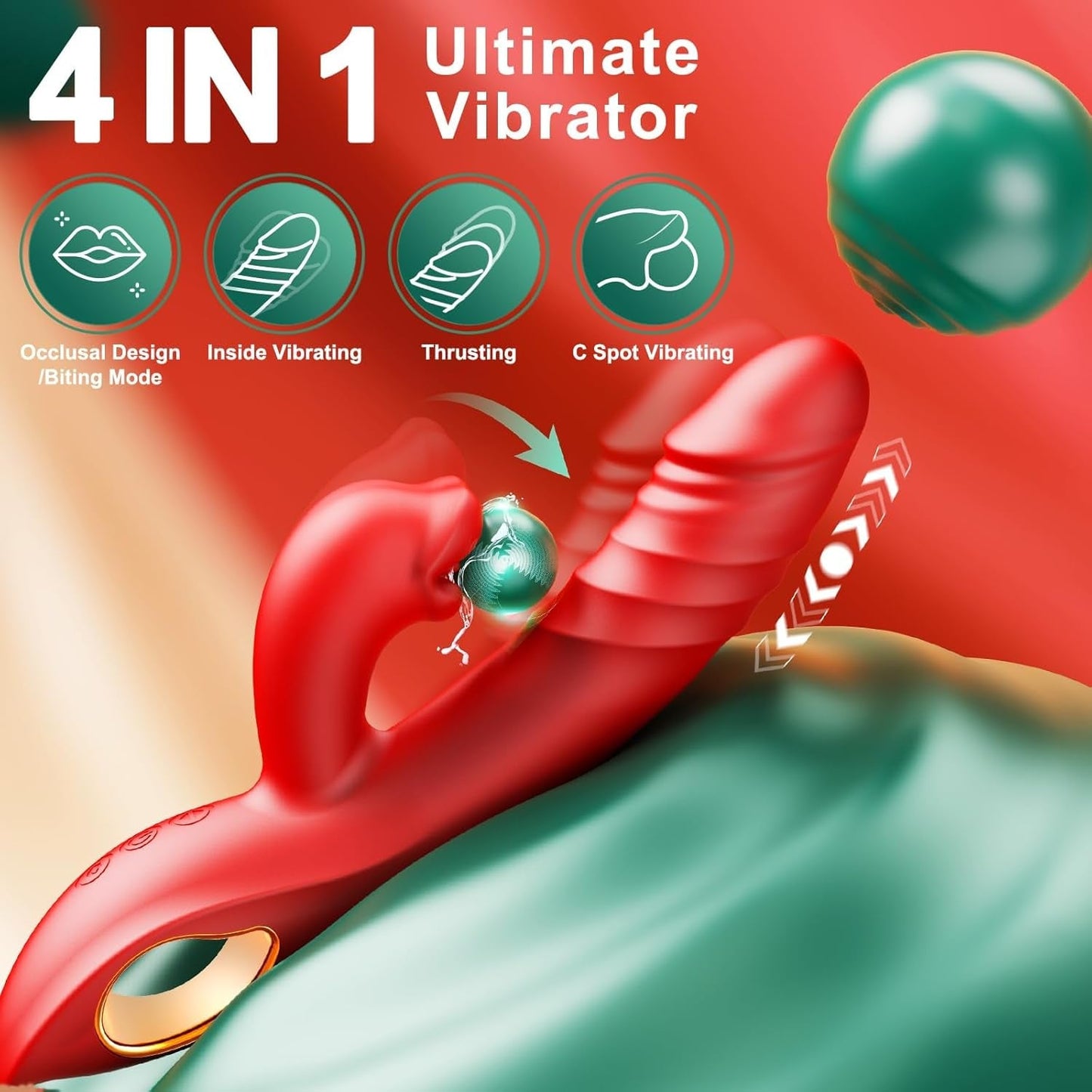 Vibrator Thrusting Dildo Adult Sex Toys, 4IN1 G Spot Vibrators Tongue Clitoral Stimulator Rose Sex Toy Dildos with 10 Vibrating 5 Thrusting & Licking Biting Modes, Nipple Anal Women Couples Sex Toys - Vixen | Nova Network