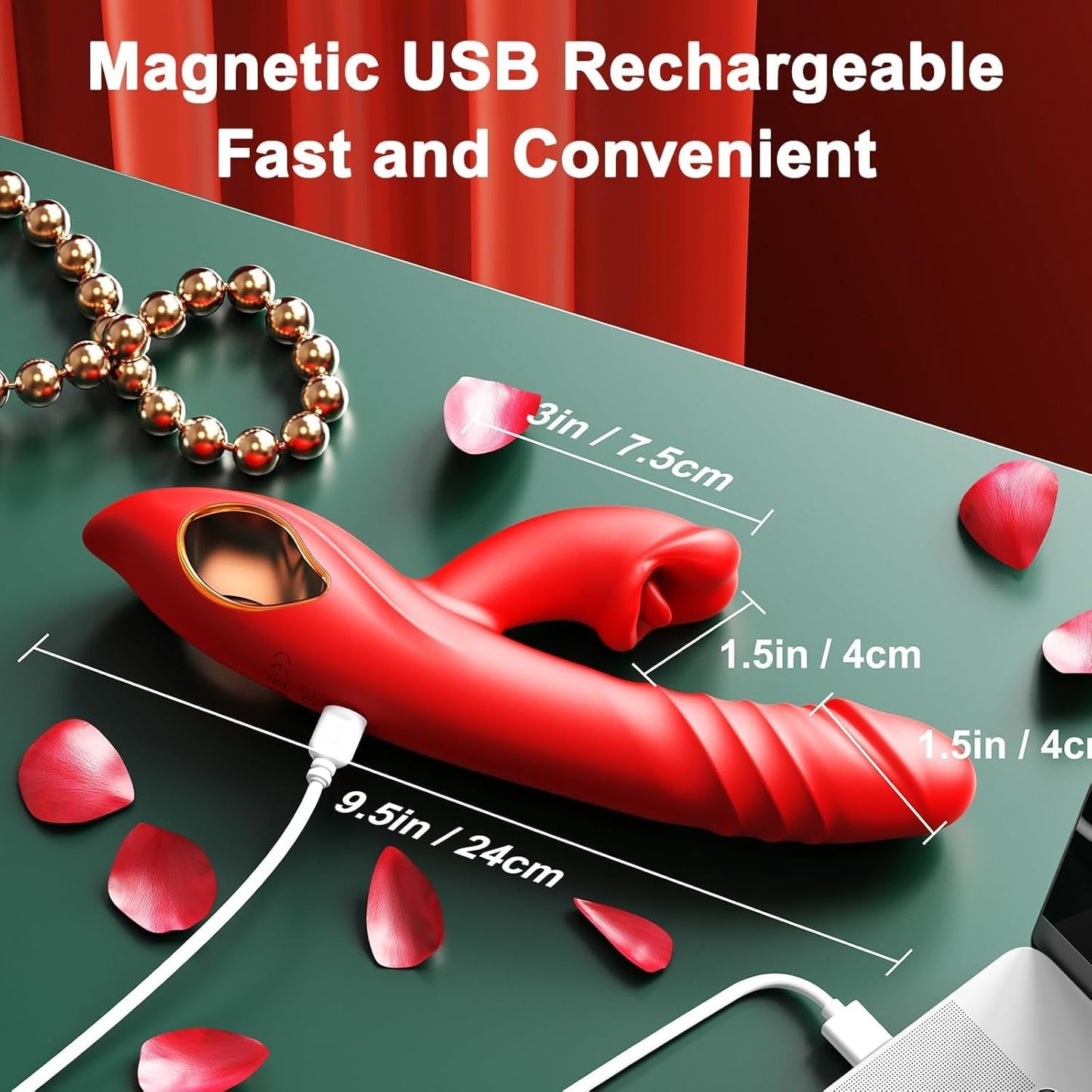 Vibrator Thrusting Dildo Adult Sex Toys, 4IN1 G Spot Vibrators Tongue Clitoral Stimulator Rose Sex Toy Dildos with 10 Vibrating 5 Thrusting & Licking Biting Modes, Nipple Anal Women Couples Sex Toys - Vixen | Nova Network